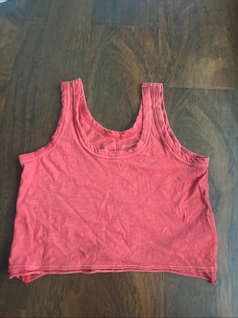 Pilcro Coral-Red Cropped Tank Top